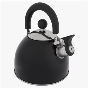 Highlander Deluxe Whistling Camping Kettle, Black 2L